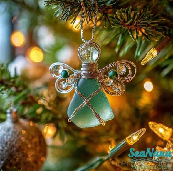 Handmade Sea Glass Angel Ornament - View 4