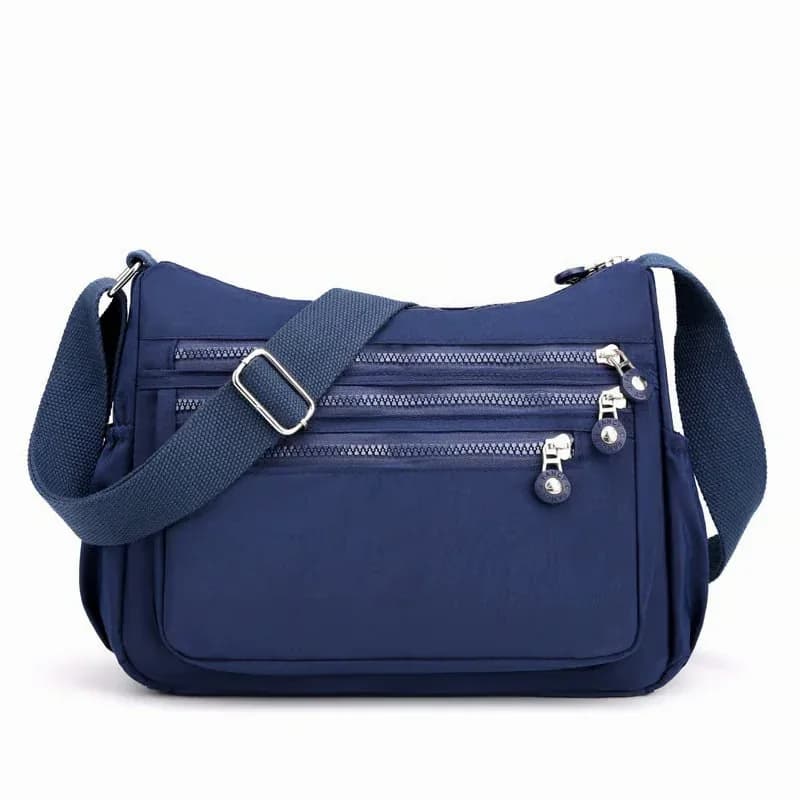 Black Nylon Crossbody Bag, Water-Resistant Multi-Pocket - View 10