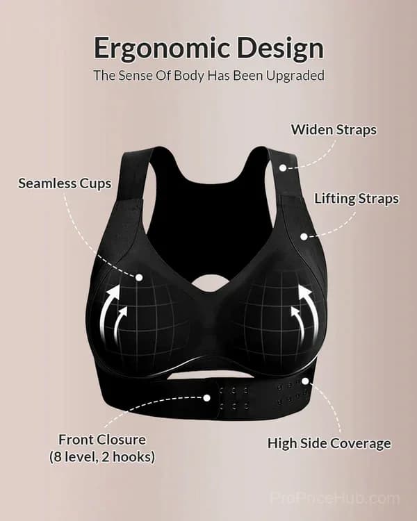 Front Closure Cross-Back Wireless Posture Bra - View 2