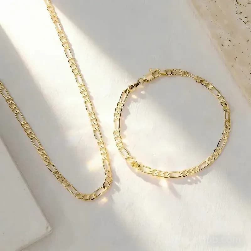 18K Gold Jewelry Set – 2-Piece Bracelet & Necklace Unisex - View 7