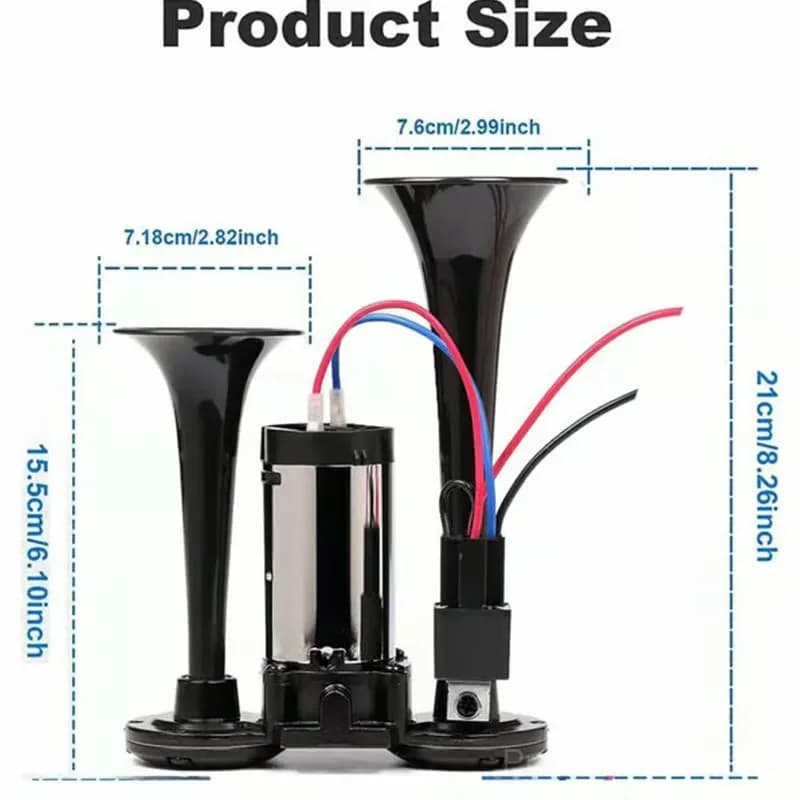 12V Train Air Horn for Truck or Car with Black Speaker - View 8
