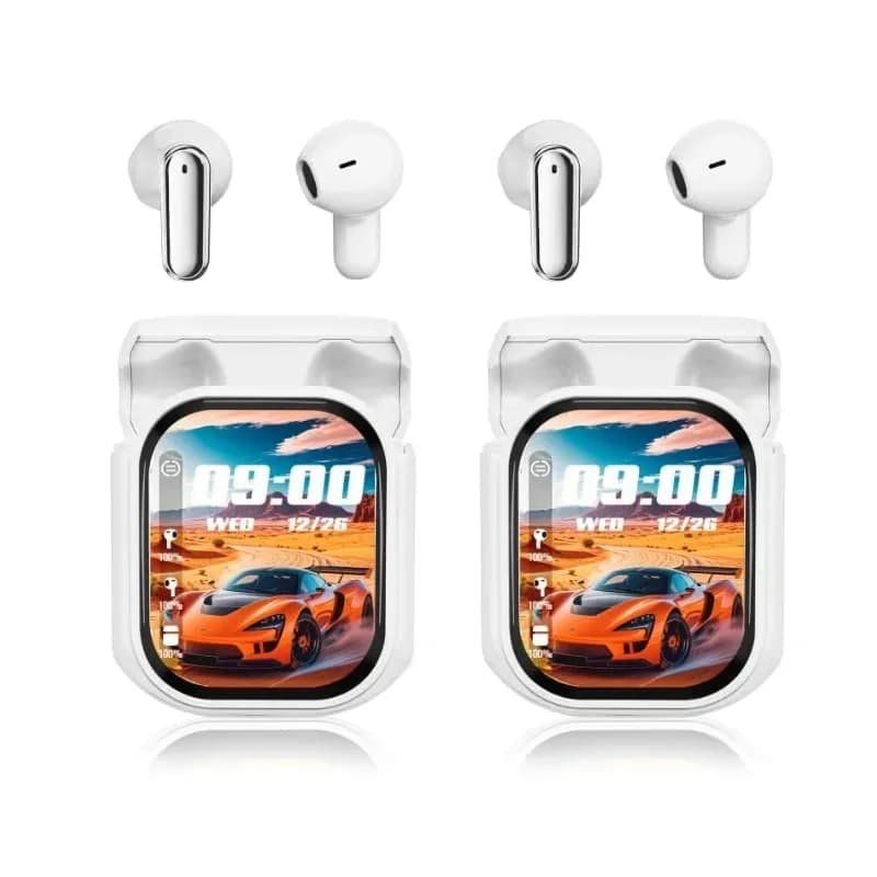 Black Noise-Canceling Translation Earbuds with Color Screen - View 5
