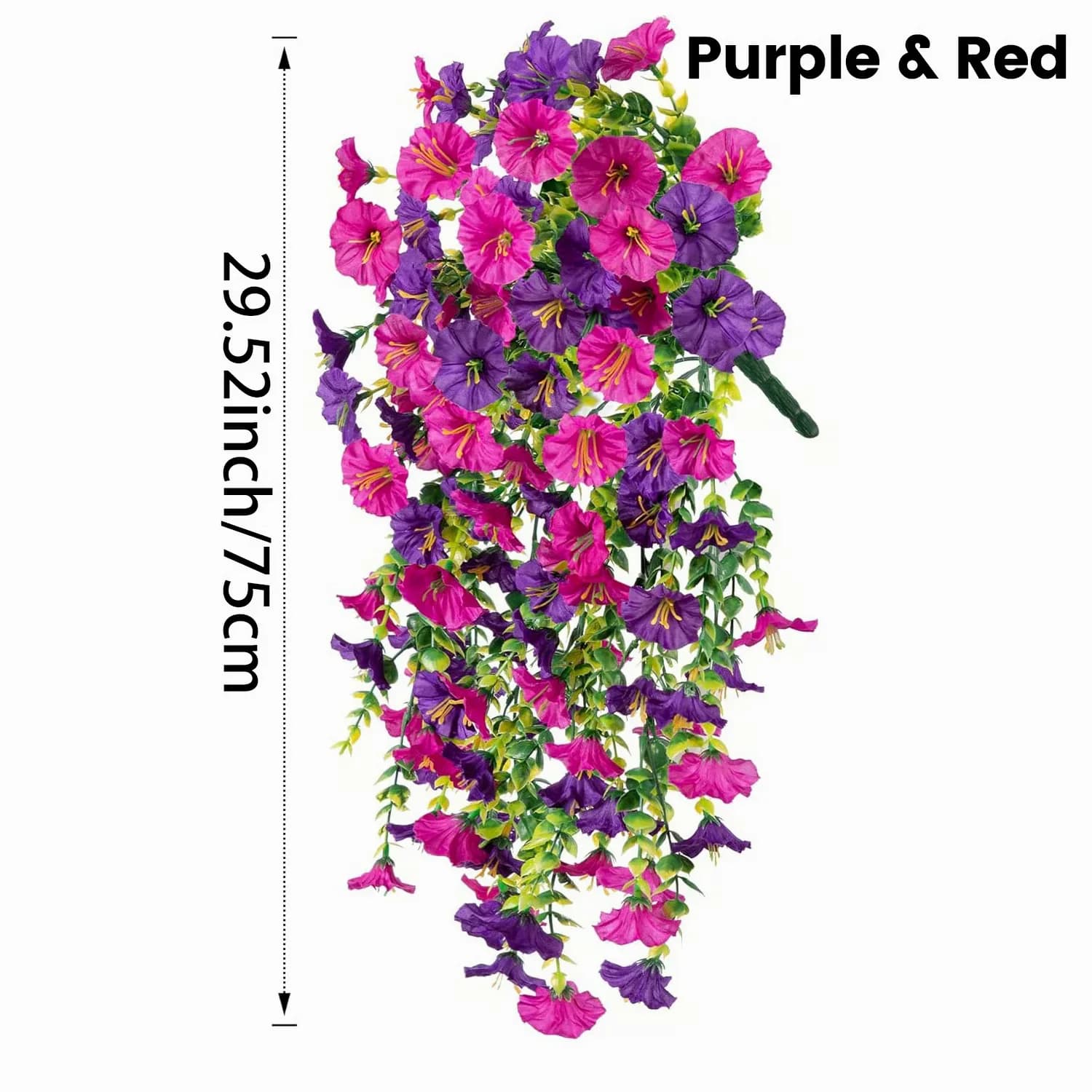 UV Resistant Artificial Morning Glory Hanging Vine, Purple & Red - Main
