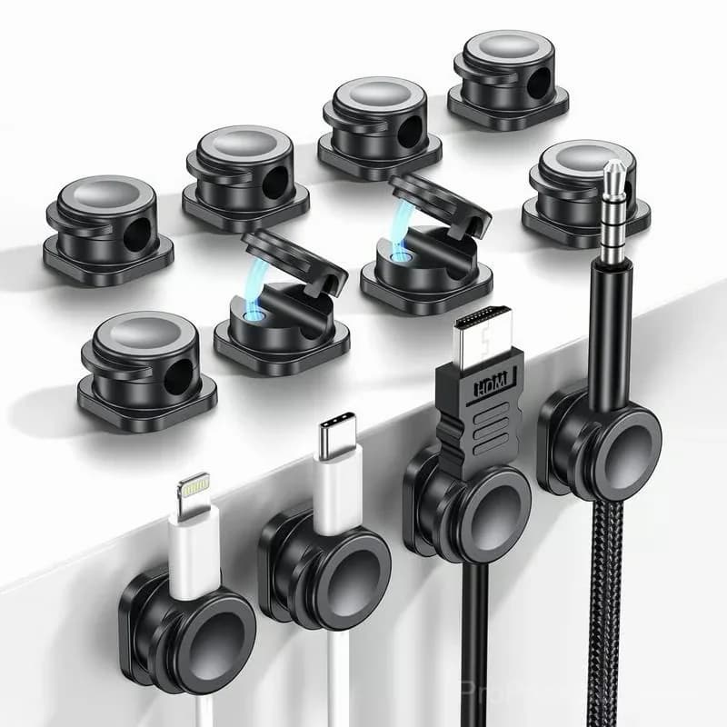 Magnetic Cable Clips, Black, 12-Piece Set - View 1
