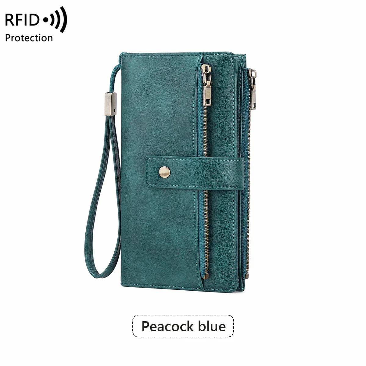 Women's RFID Blocking Leather Long Wallet - Stylish Solid Color Clutch - View 17