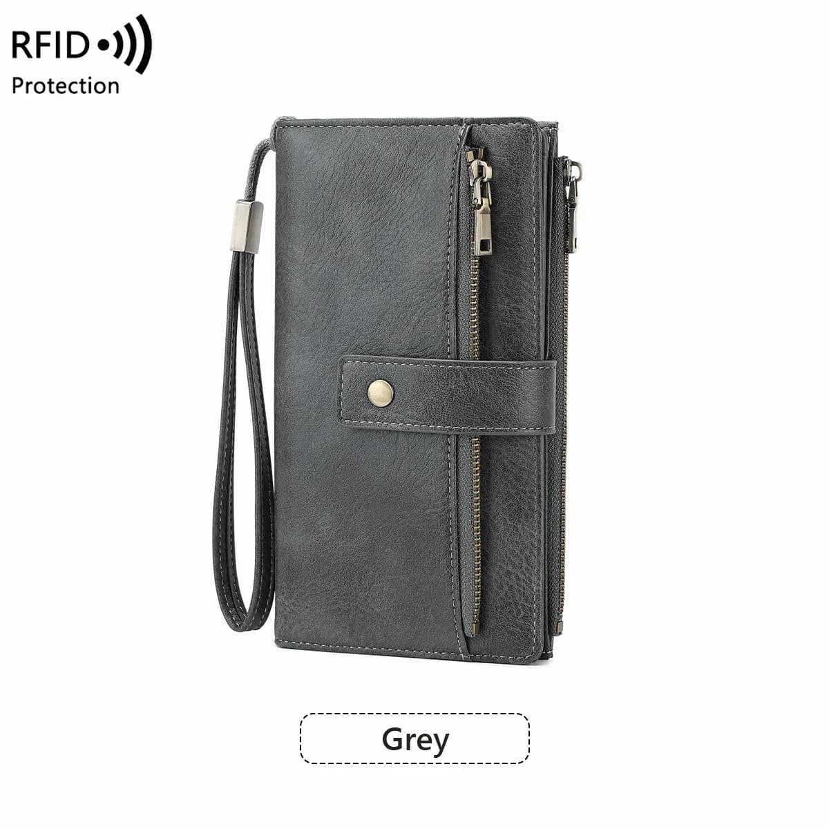 Women's RFID Blocking Leather Long Wallet - Stylish Solid Color Clutch - View 20