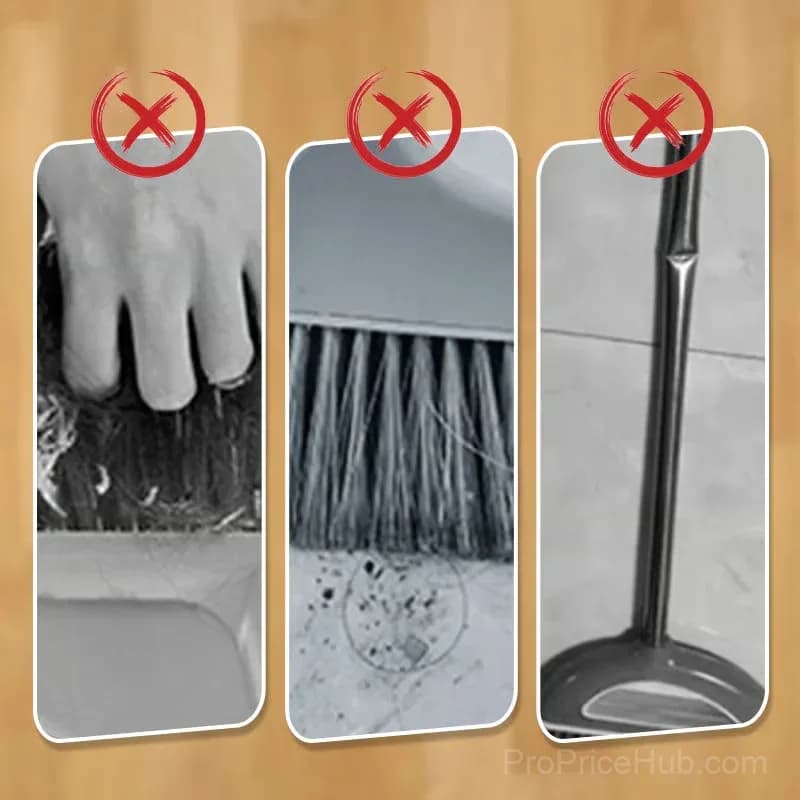 Stand-Up Dustpan and 180° Rotating Broom Set, Blue - View 3