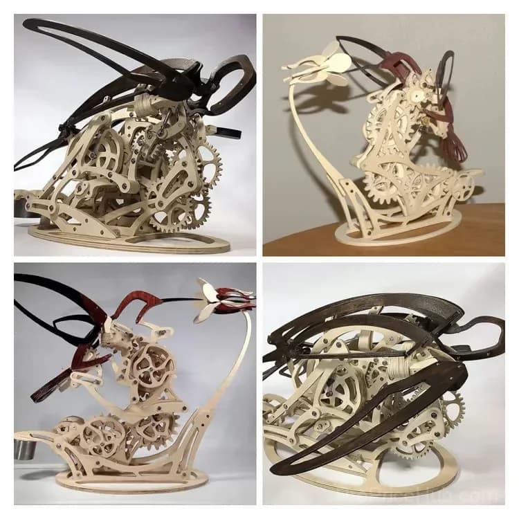 3D Wooden Mechanical Hummingbird Decorative Ornament - Main