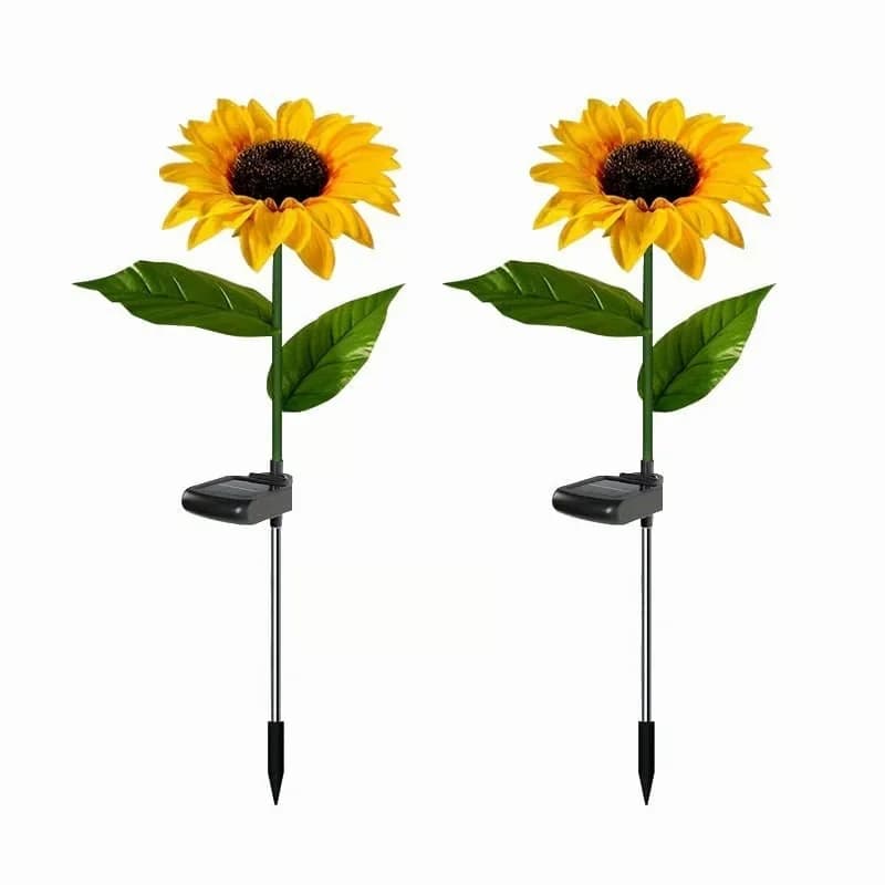 Solar Triple-Head Sunflower Garden Lights, 2-Pack - View 4