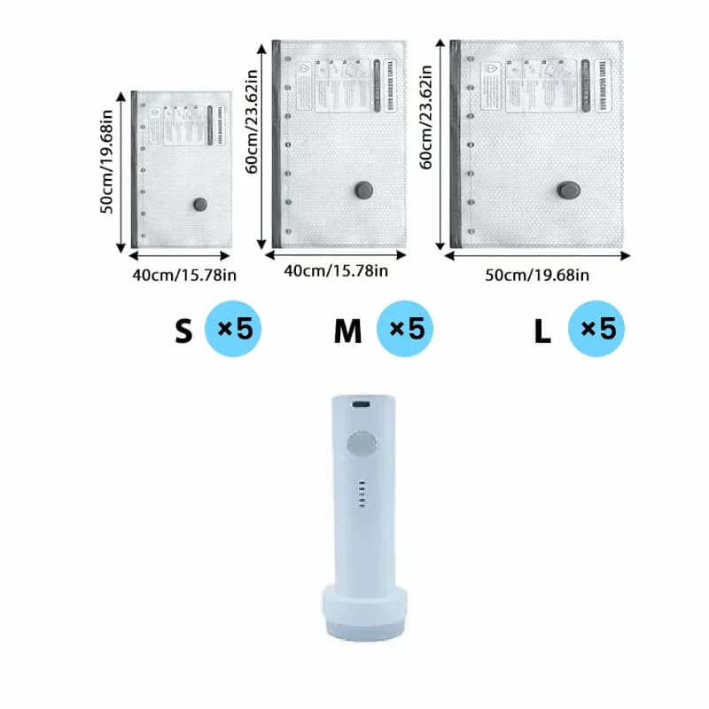 Cordless Travel Vacuum Storage Bag Set with Pump - View 5