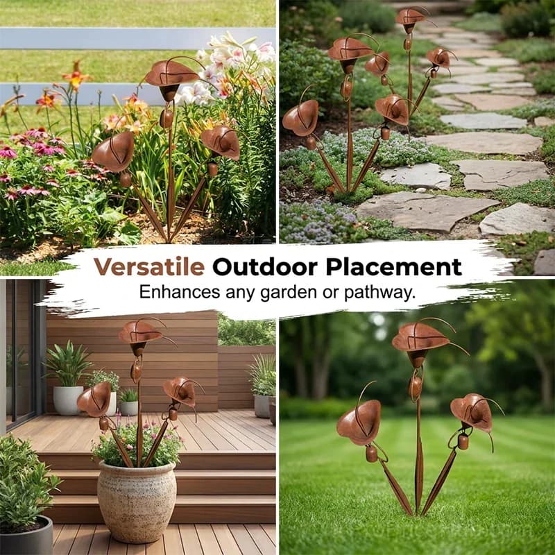 Calla Lily Garden Stake with Bell Chimes - View 8
