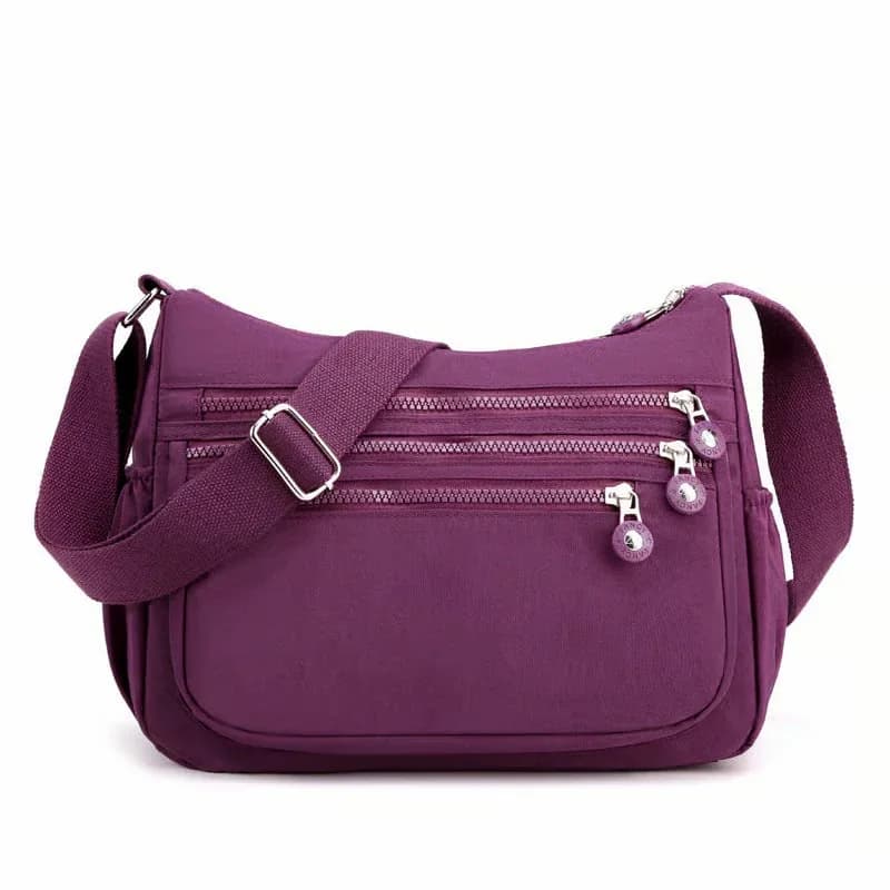 Black Nylon Crossbody Bag, Water-Resistant Multi-Pocket - View 12