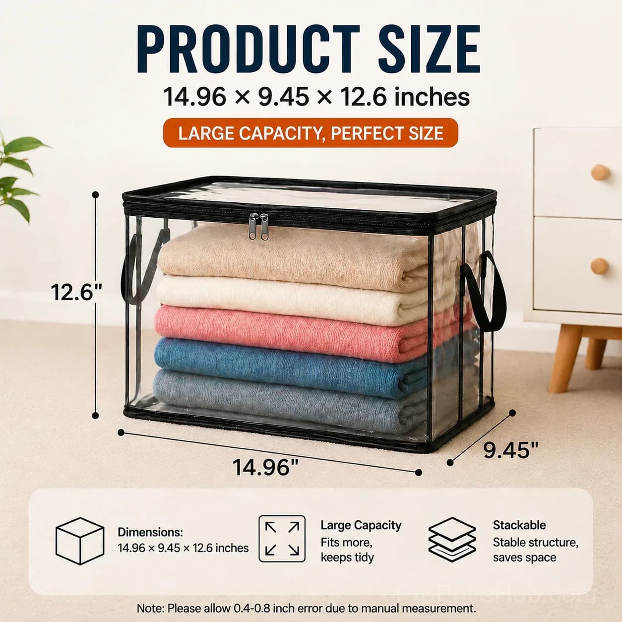 Large Heavy-Duty Thick Plastic Clear Storage Bags - View 1