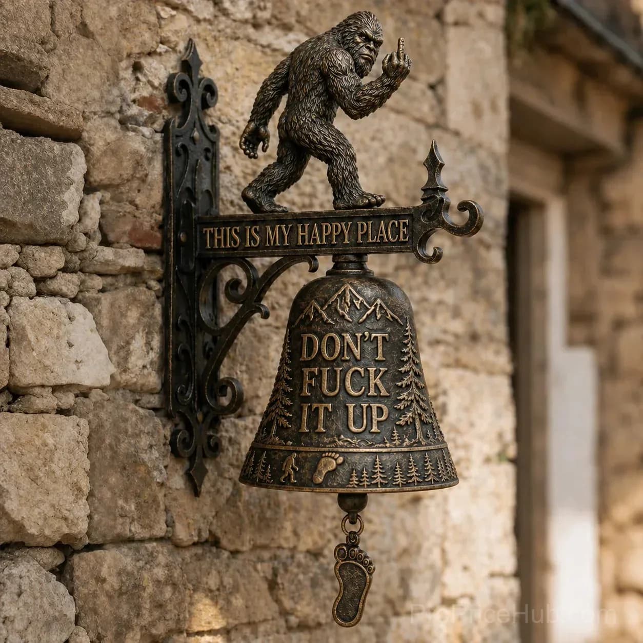 Funny Wall Bell – Rustic Sasquatch Doorbell Decor - View 1