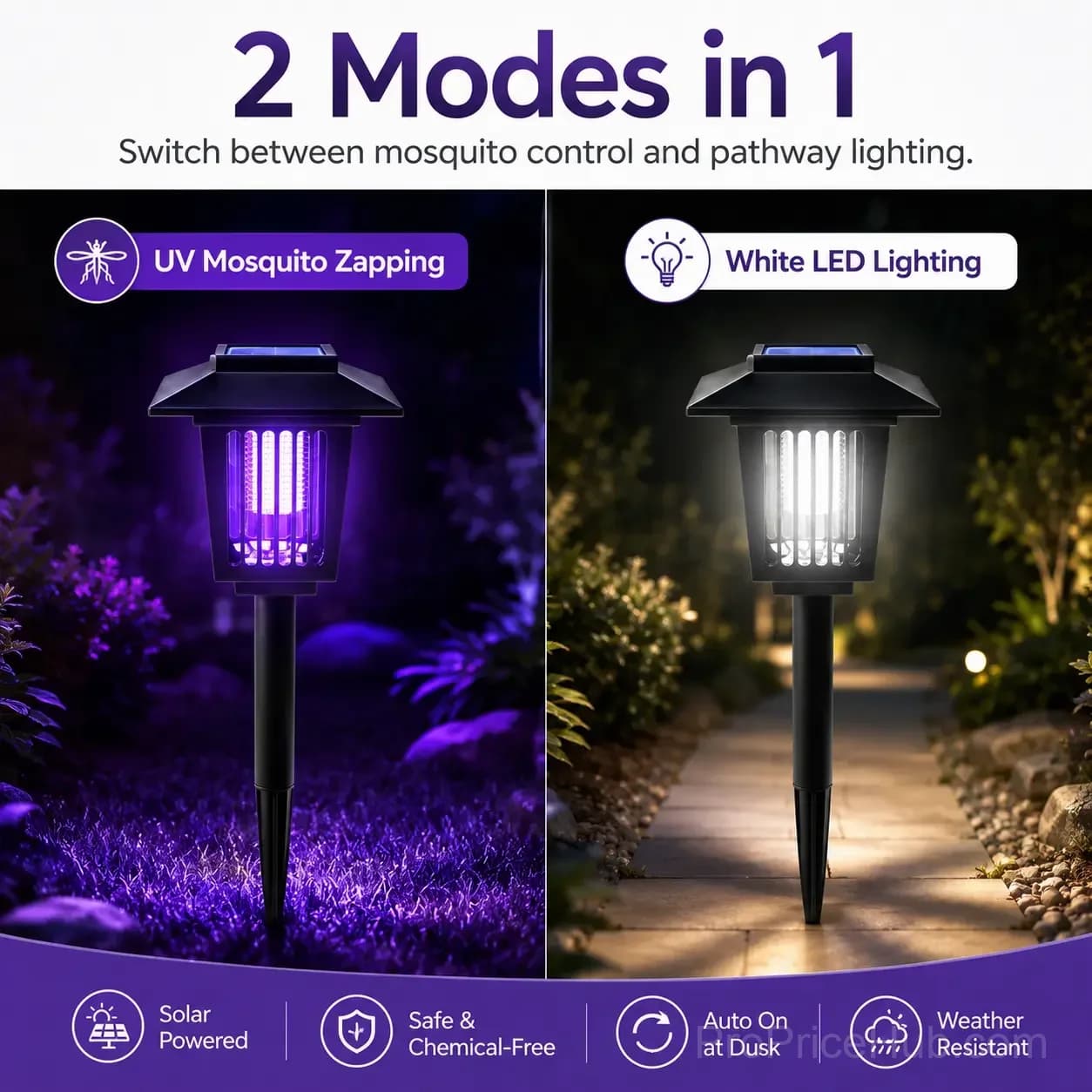 Solar Mosquito Zapper 2-in-1 Bug Killer & Yard Light - View 3