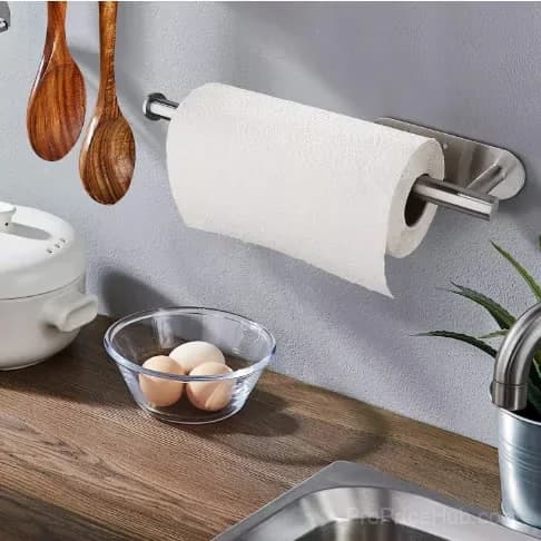 Wall-Mounted No-Drill Paper Towel Holder, Black - View 11