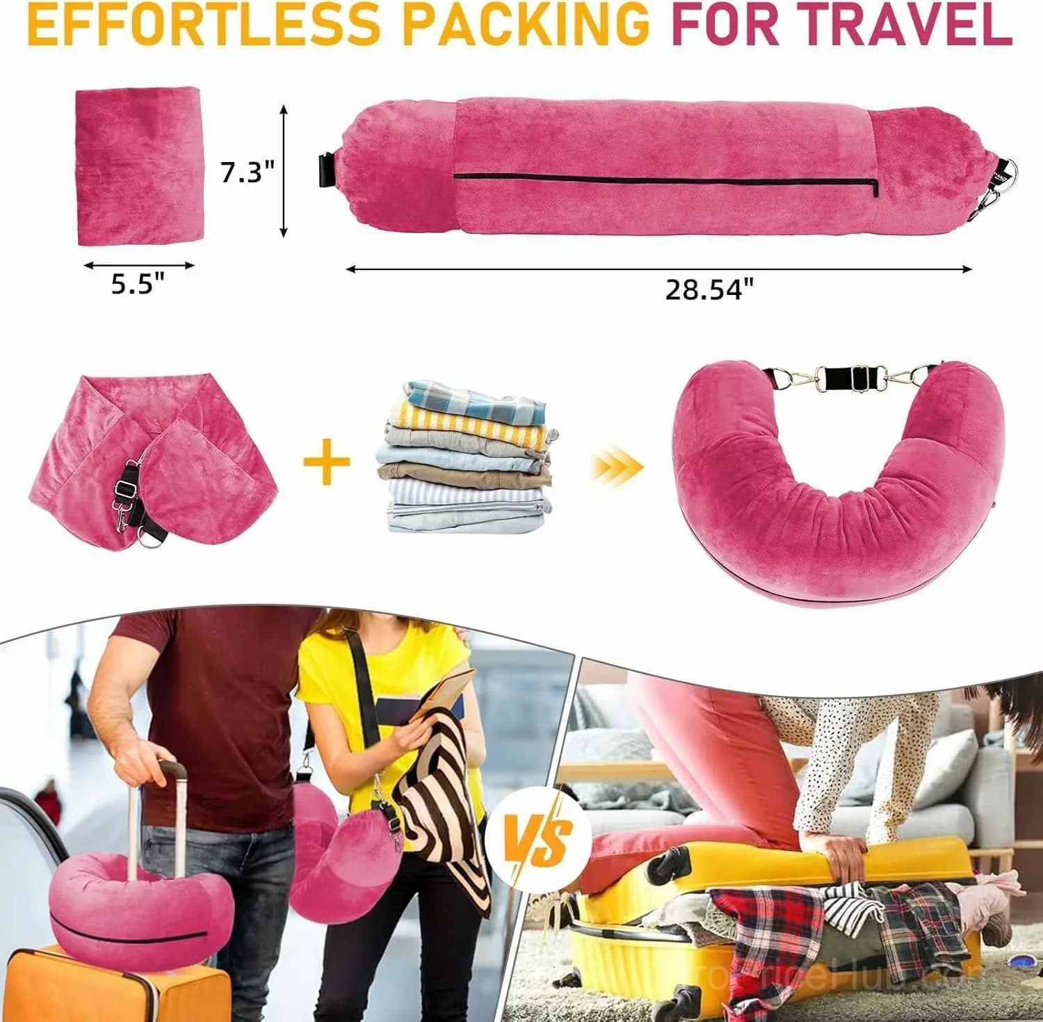 Stuffable Travel Neck Pillow, Dark Gray - View 7