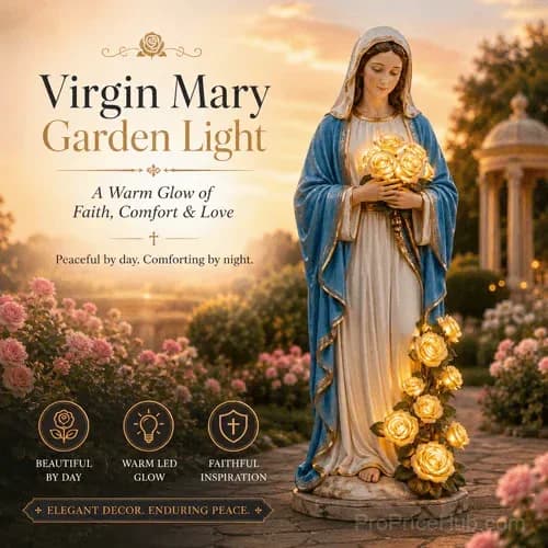 Solar-Powered Virgin Mary Garden Light Statue - View 1