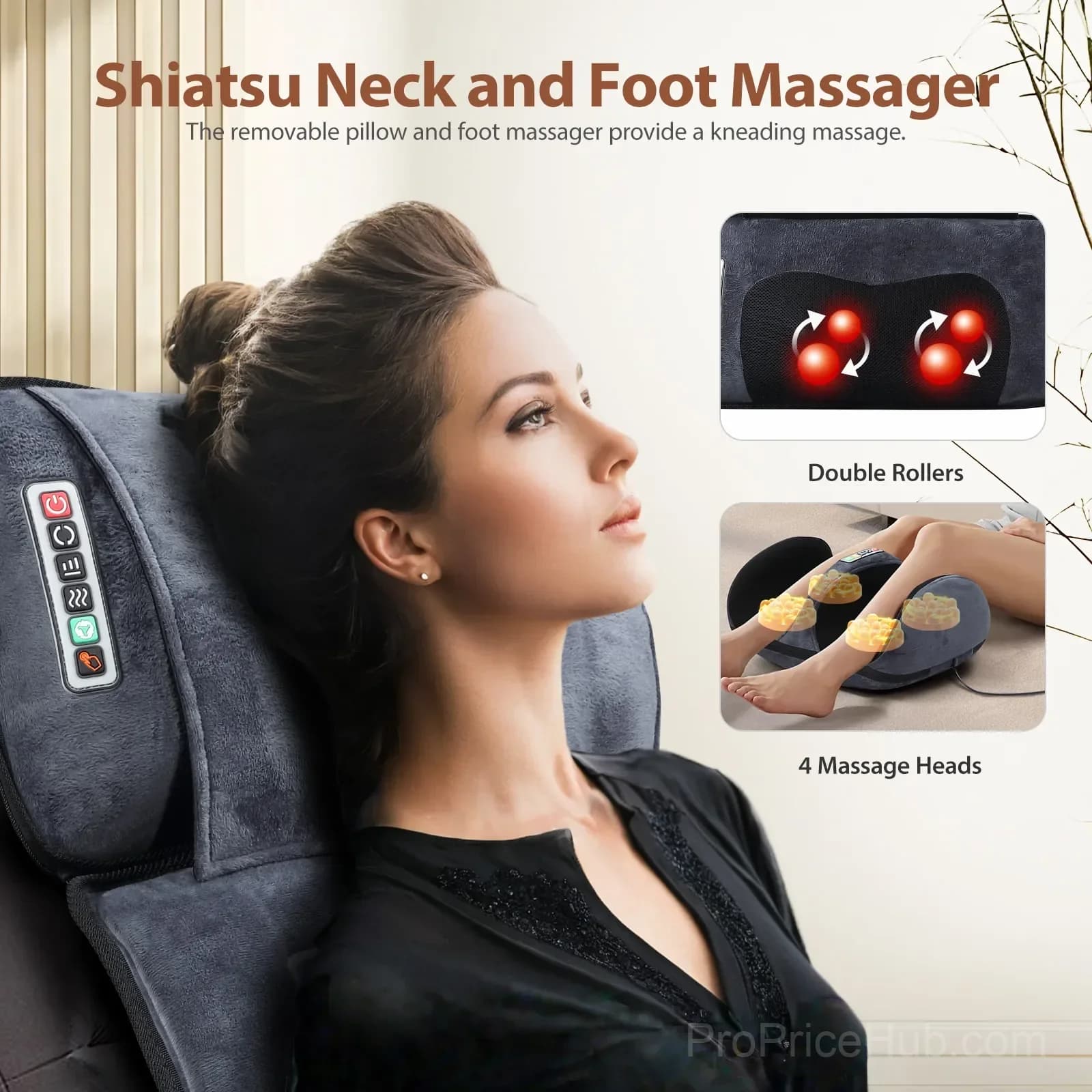 HOMASA Heated Full-Body Shiatsu Massage Mat with Lumbar Support - View 5
