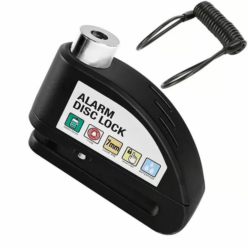 Motorcycle & Bicycle Disc Brake Lock with Alarm, Black - View 1