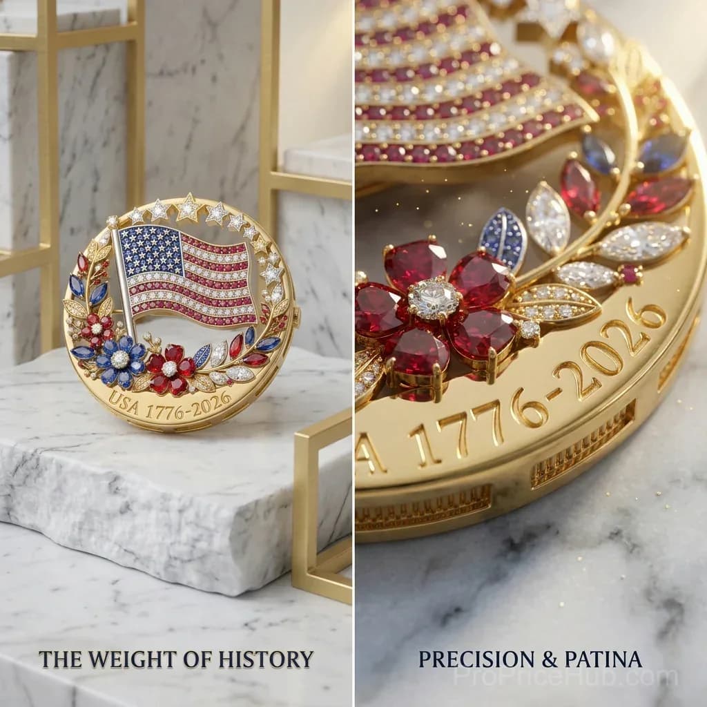 250th Anniversary USA Enamel Brooch Pin - View 8