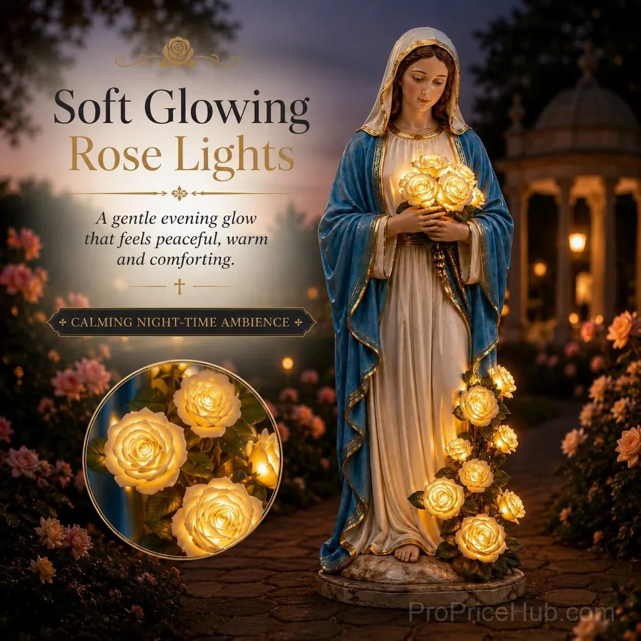 Solar-Powered Virgin Mary Garden Light Statue - View 2