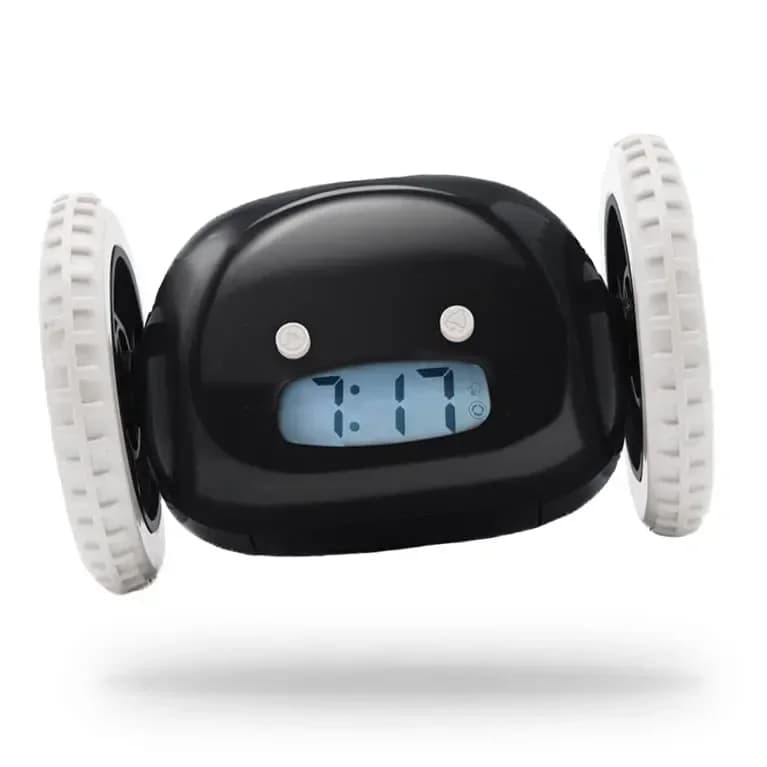 Rolling Alarm Clock on Wheels, Extra Loud, Black - View 1