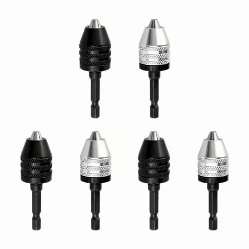 3-Jaw Drill Chuck Adapter Set, Silver and Black - View 3