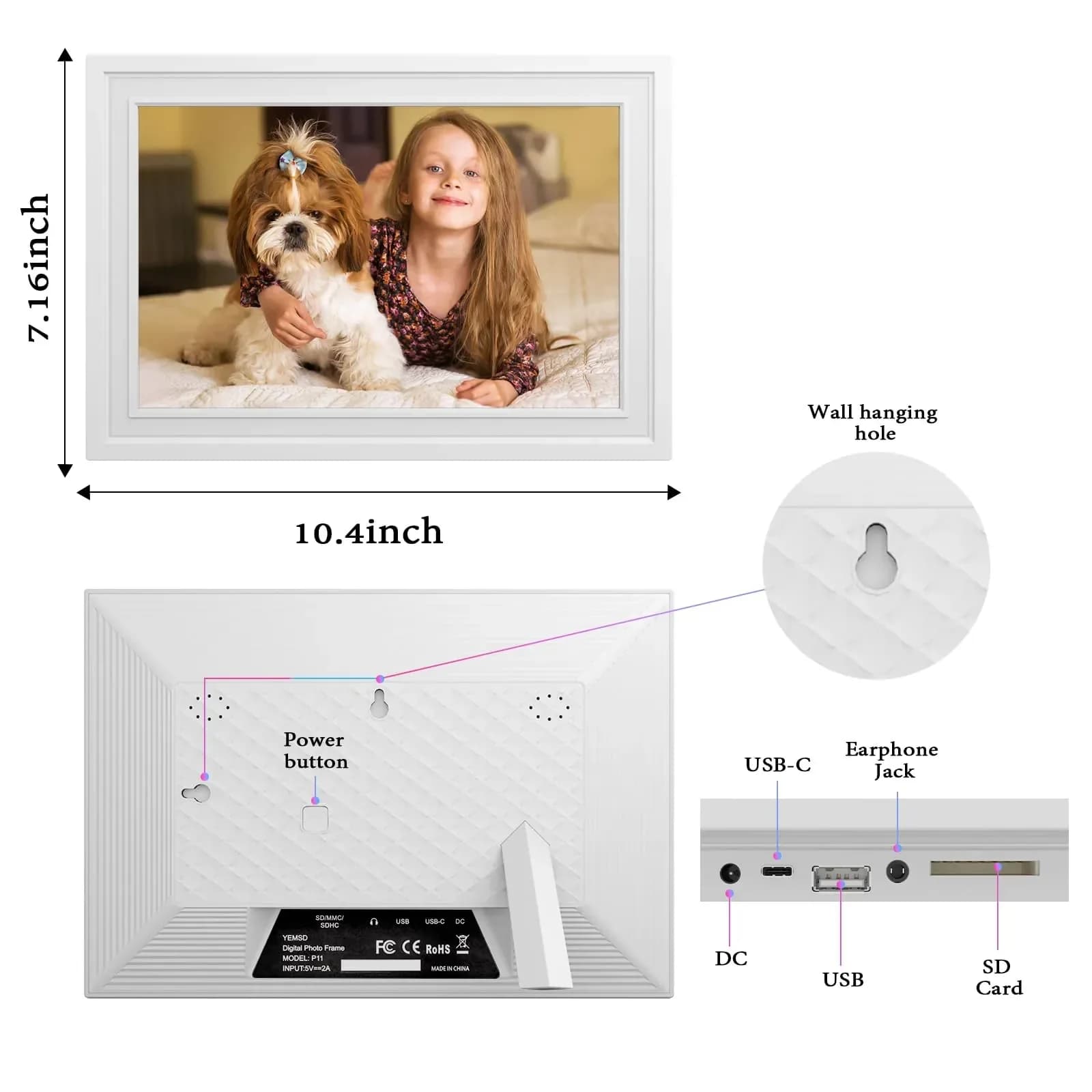 10.1-Inch WiFi Digital Photo Frame with 16GB Storage - View 6