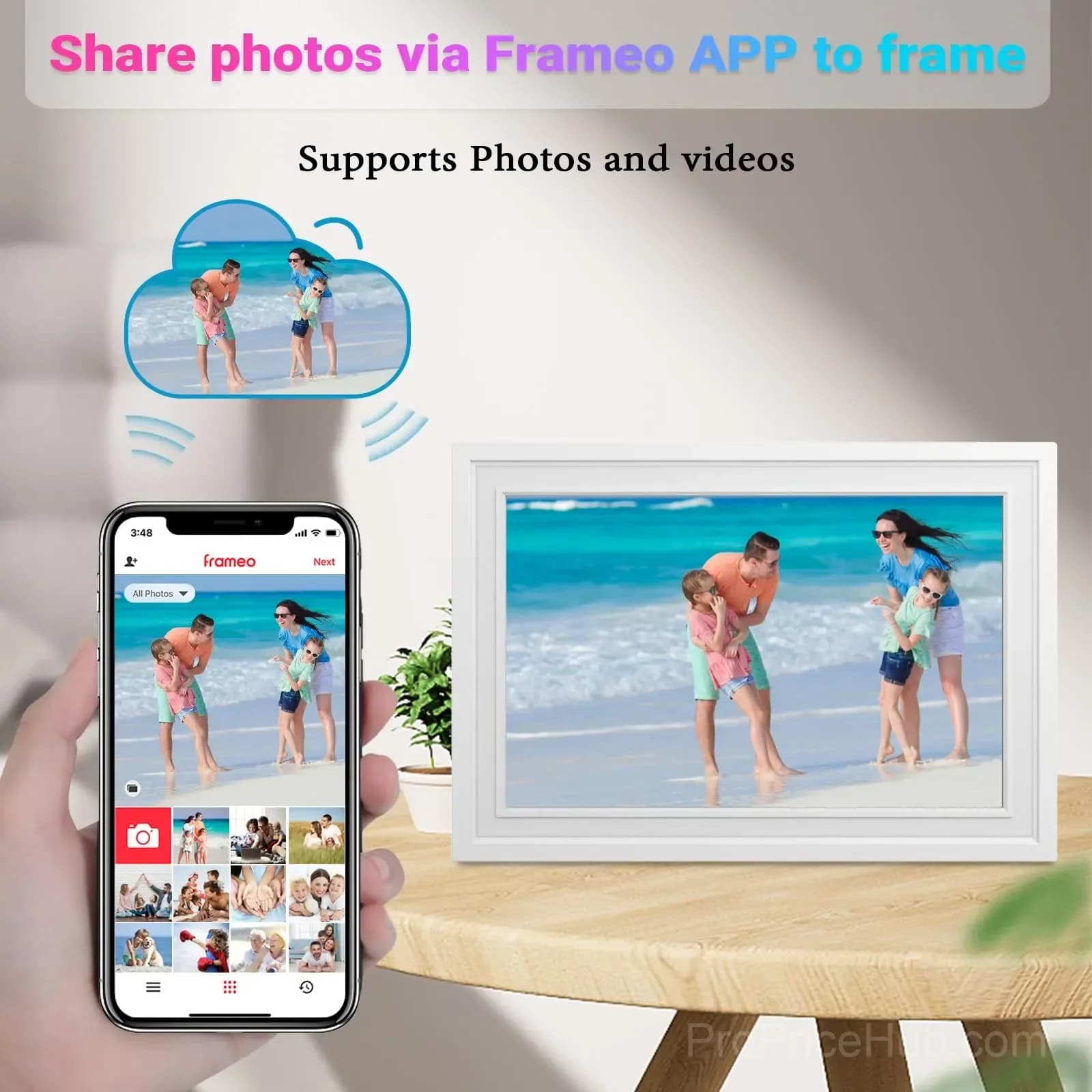 10.1-Inch WiFi Digital Photo Frame with 16GB Storage - View 2