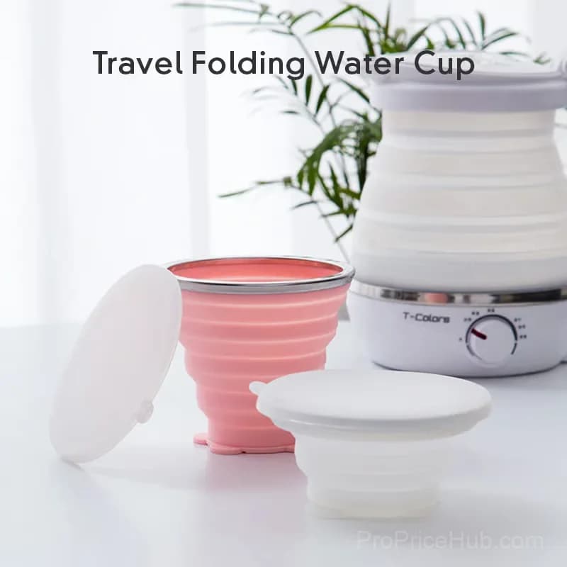 270ml Foldable Silicone Travel Cup, Anti-Scald Mug, Pink - View 2