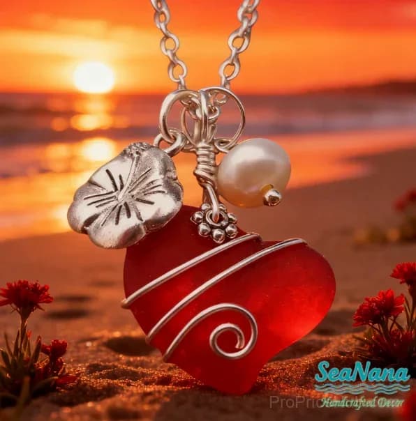 Handcrafted Heart Sea Glass Necklace - View 12