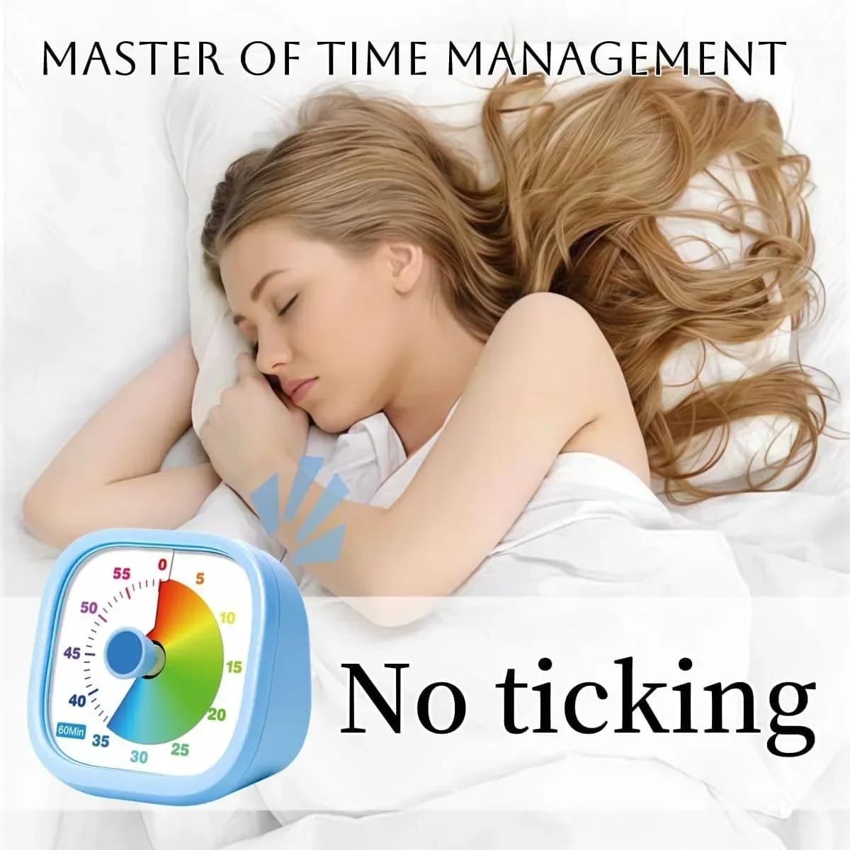 60-Minute Visual Timer for Kids, Silent Countdown, Blue - View 2