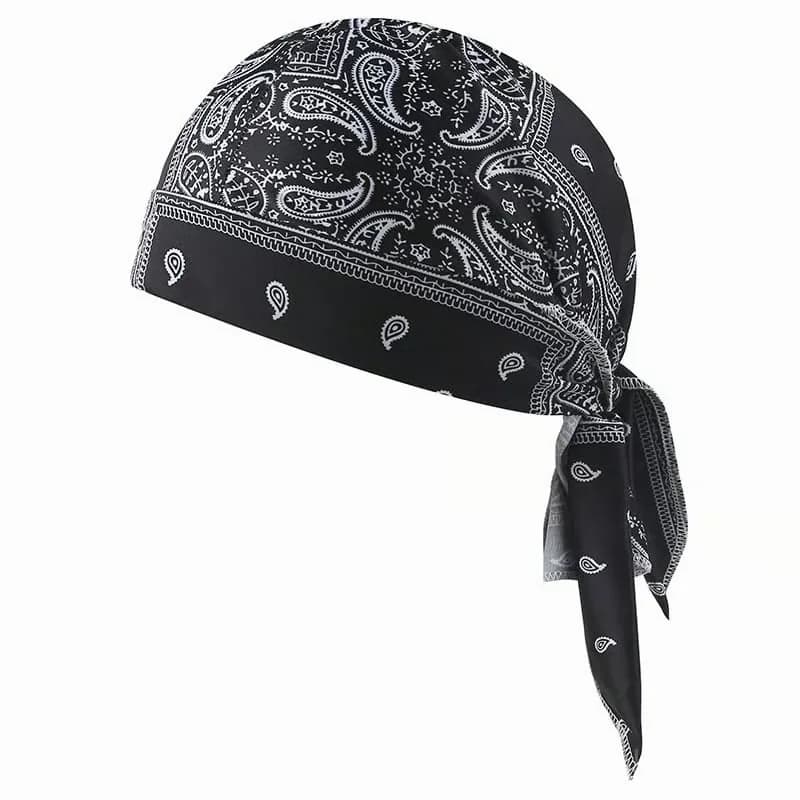 Elastic Cycling Sports Cap in Navy, Black, Green, White & Red - Alt
