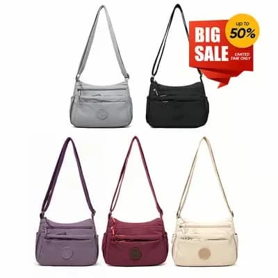 Black Multi-Pocket Zipper Crossbody Bag - Main