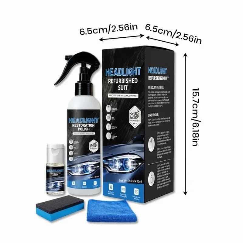 Headlight Restoration Polish Kit, 180ml with Towel & Eraser - Main