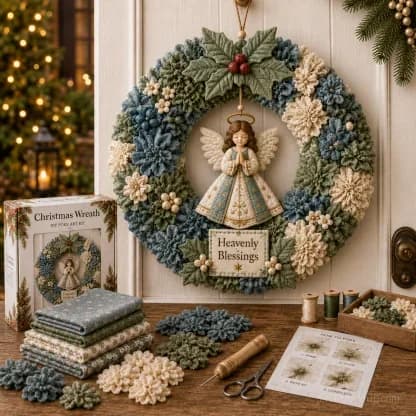 3D Fabric Poke Wreath DIY Kit for Home Decor - View 12