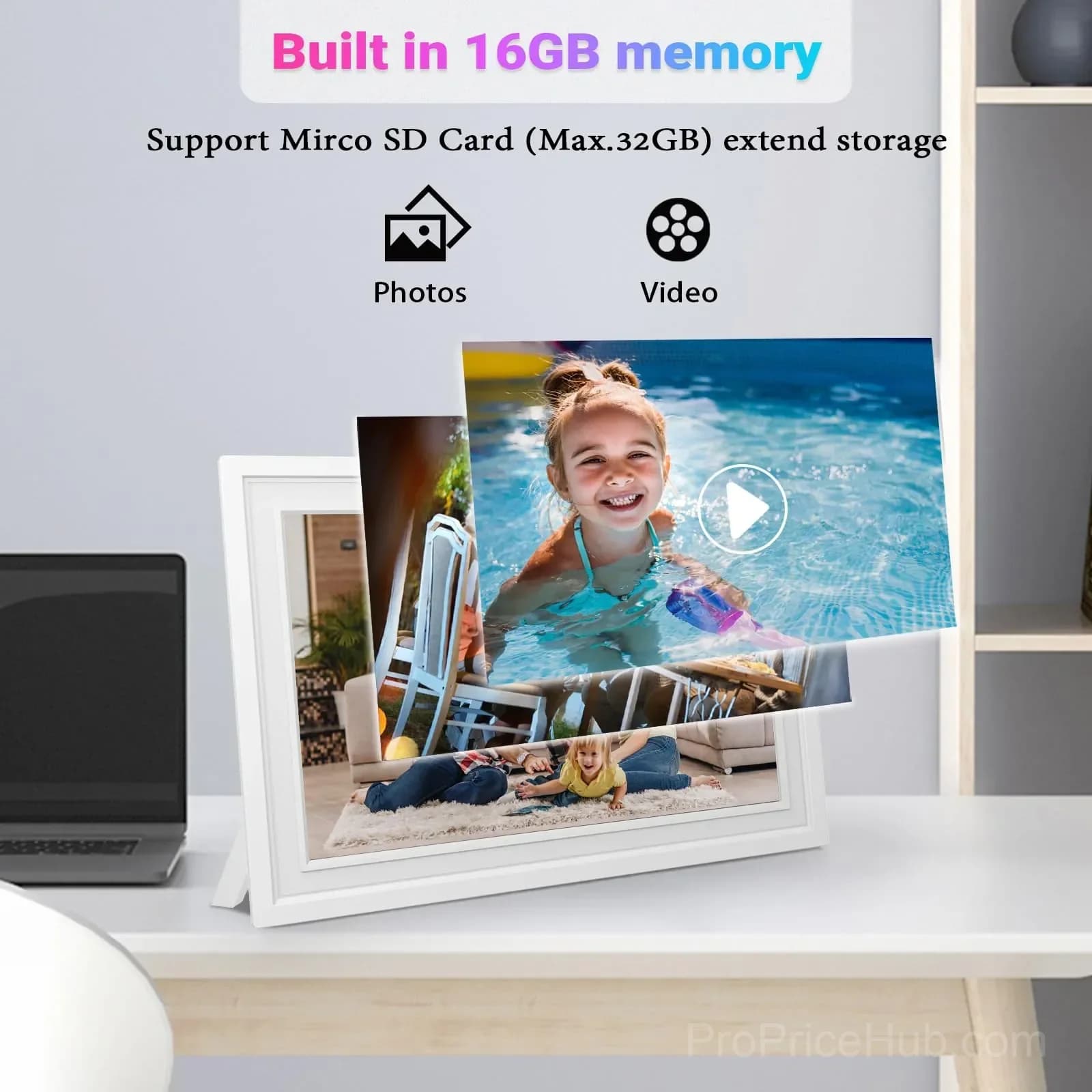 10.1-Inch WiFi Digital Photo Frame with 16GB Storage - View 7
