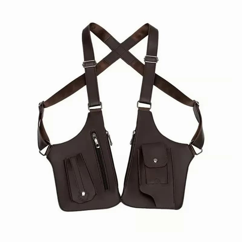 Black Leather Adjustable Underarm Shoulder Bag, Unisex - View 8