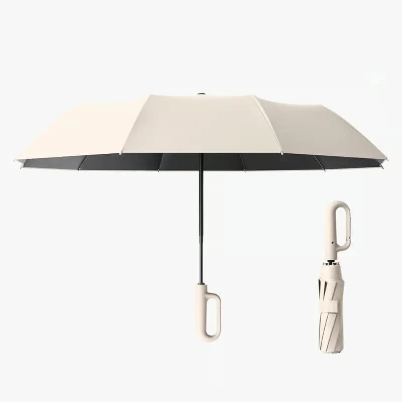 Ring Buckle Windproof Reinforced Umbrella, Beige/Blue, 49.2" - Alt