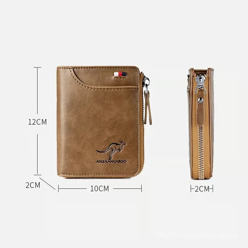 Men's RFID Blocking Zipper Wallet Purse, Khaki - View 12