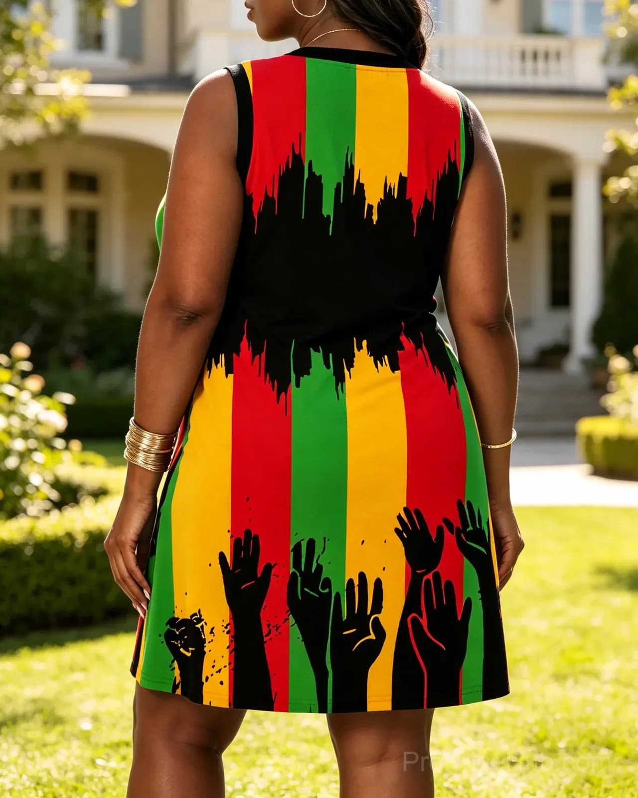 Celebrate Juneteenth Together V-Neck Mini Dress with Pocket - Alt
