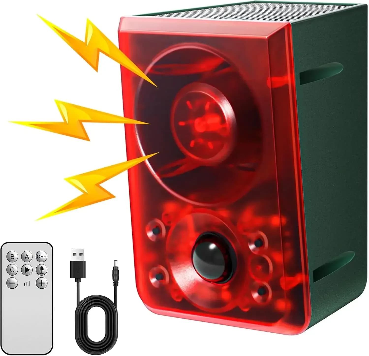 Solar Motion Sensor Alarm with 130dB Sound & Red LEDs - View 1