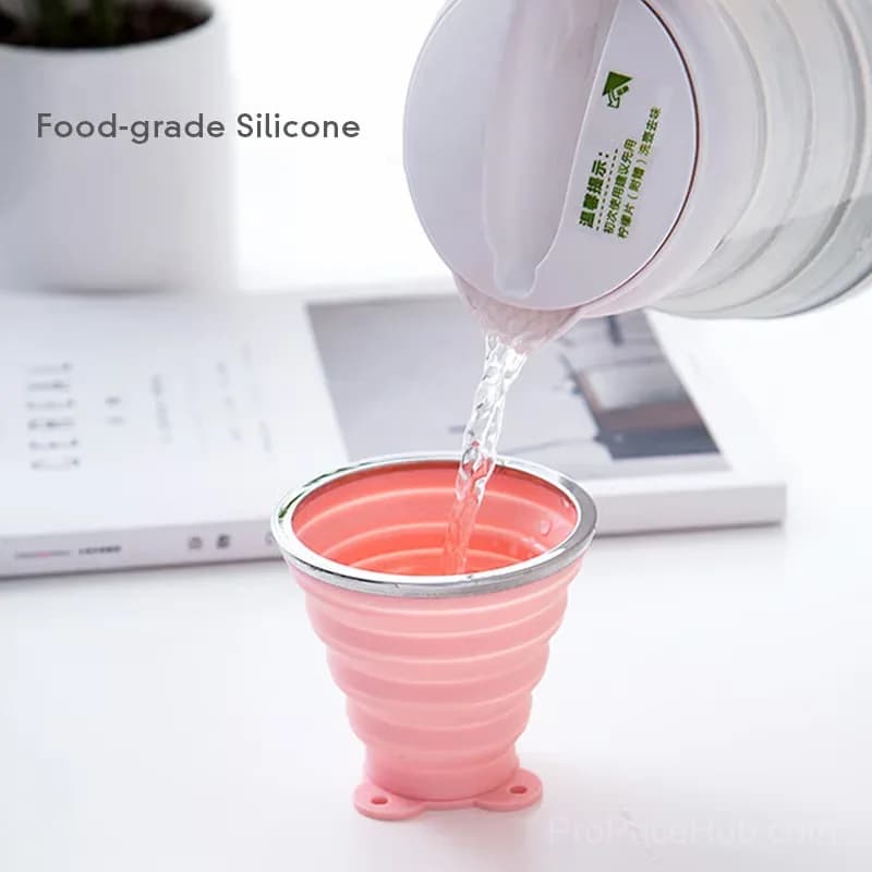 270ml Foldable Silicone Travel Cup, Anti-Scald Mug, Pink - View 3