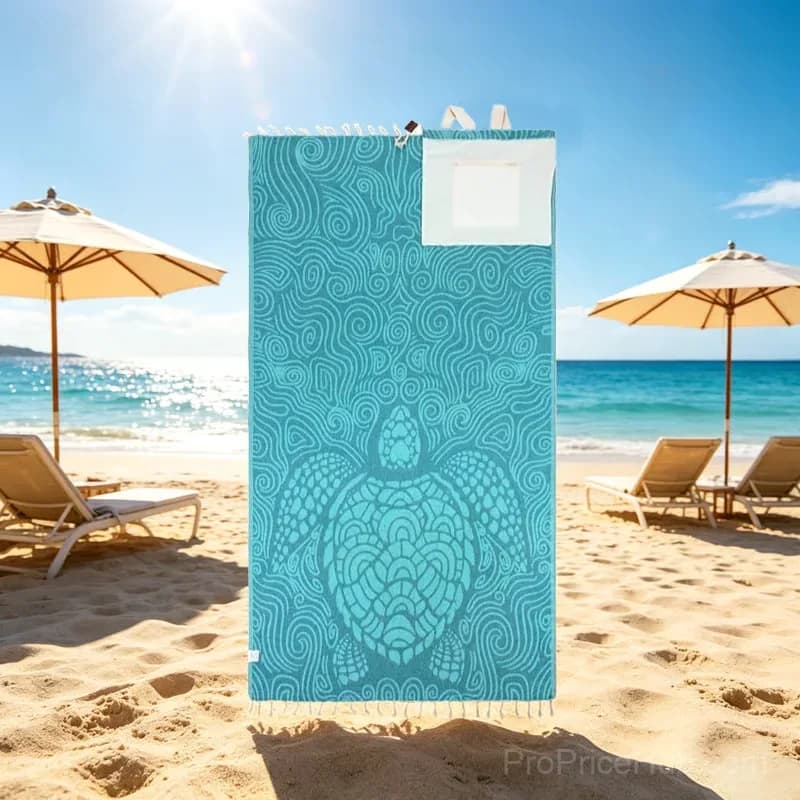 2-in-1 Convertible Beach Towel Tote Bag, Orange - View 4
