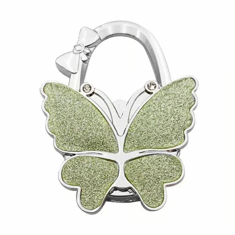 Butterfly Foldable Purse Hook, Frosted Pink Glitter - View 3