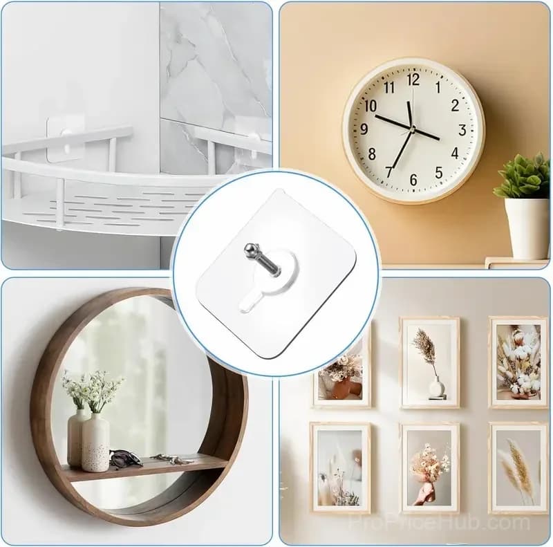Self-Adhesive Acrylic Photo Hooks, Stainless Steel & Ceramic - View 1