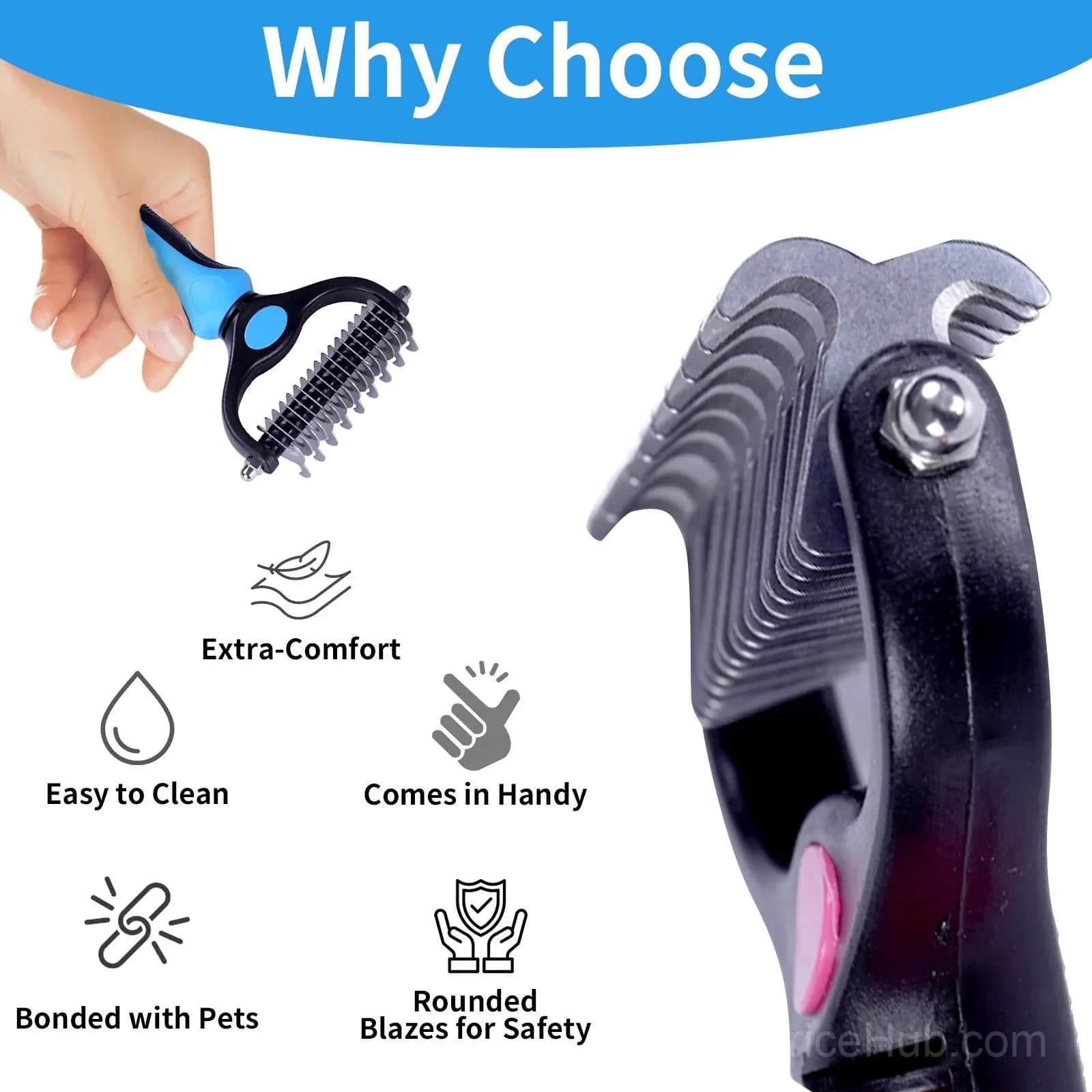 Double-Sided Pet Grooming Brush – Dematting Undercoat Rake for Shedding - View 9