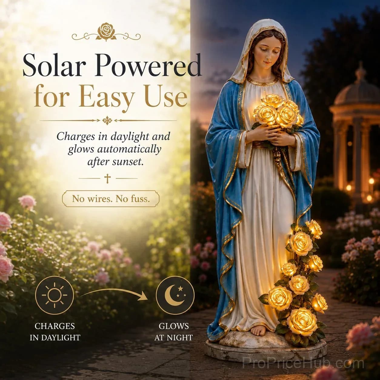 Solar-Powered Virgin Mary Garden Light Statue - View 4