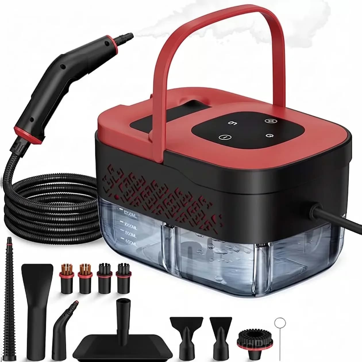 Red Handheld Steam Cleaner for Home Cleaning - View 1